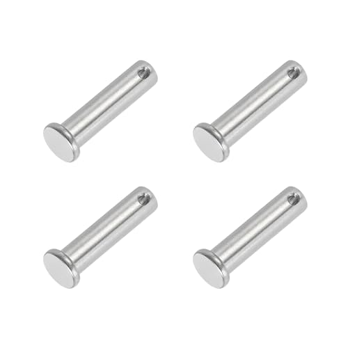 PATIKIL 10 x 40 mm Einzel Loch Clevis Pins, 4 Stück 304 Edelstahl Flachkopf Pin für Hitch Pin Lock Link Scharnier Systeme, Silber