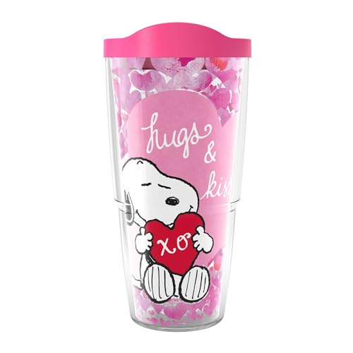 Tervis Peanuts - Snoopy Valentine's Day Hugs Made in USA Double Walled Insulated Tumbler Travel Cup Keeps Drinks Cold & Hot, 24oz, Classic