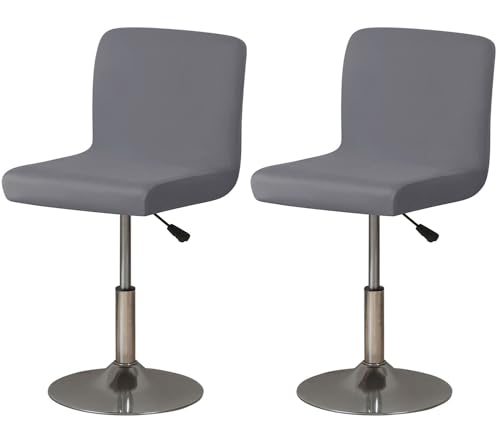 YOPOIY Fundas para sillas de bar con respaldo, impermeables, elásticas, suaves, giratorias, para taburetes de bar, para cocina, isla, hogar, bar (gris oscuro, paquete de 2)