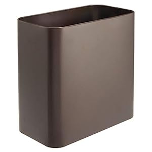 mDesign – Prullenmand – afvalbak – voor de badkamer – voor thuis en kantoor – compact/rechthoekig/metaal – pc brons