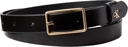 Calvin Klein Ceinture Femme Square Buckle Loop 2,5 cm avec Logo, Noir (Black/Antique Light Gold), 95 cm