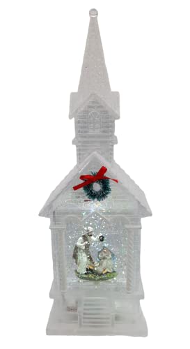 Linterna de agua de Navidad de 11" con belén y nieve continua 2