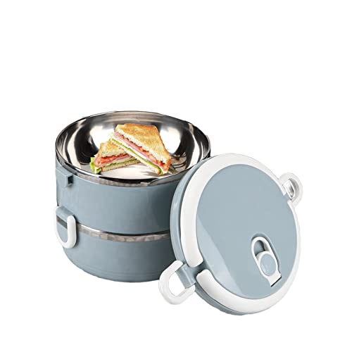 Fiambrera térmica portátil alimentos, contenedor aislado preparación de comidas, caja Bento a prueba de fugas revestimiento acero inoxidable adultos, niños y estudiantes(Capas dobles)