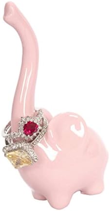 Beth Marie Luxury Boutique Baby Elephant Ring Holder, Pink Ceramic Engagement and Wedding Ring Holder, Measures 2.5" W x 4" H x 1.5" D