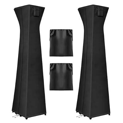 OutdoorLines Waterproof Outdoor Patio Heater Covers with Zipper and Storage Bag, Dust-proof UV-Resistant Windproof Propane Heavy Duty Heater Cover for Standing Heater, 2 Packs-90Hx23Lx23W inch Black