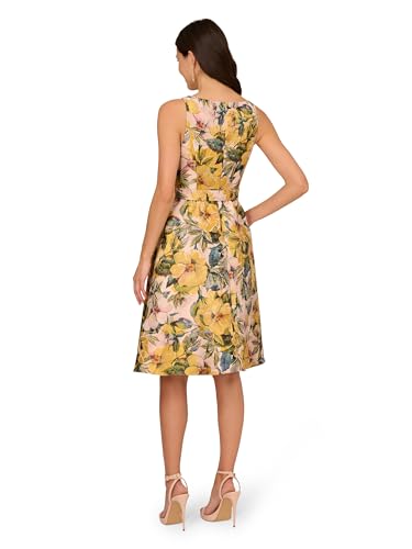 Image of Adrianna Papell Jacquard Midi Dress with Godets