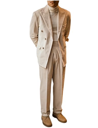 Costume en Velours Côtelé Homme Ajusté - Solution Élégante pour Dîner d'Affaires