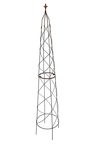 167cm Natural Rust Metal Orton Garden Obelisk by Ruddings Wood - Climbing Rose Plant Support Rusted Frame
