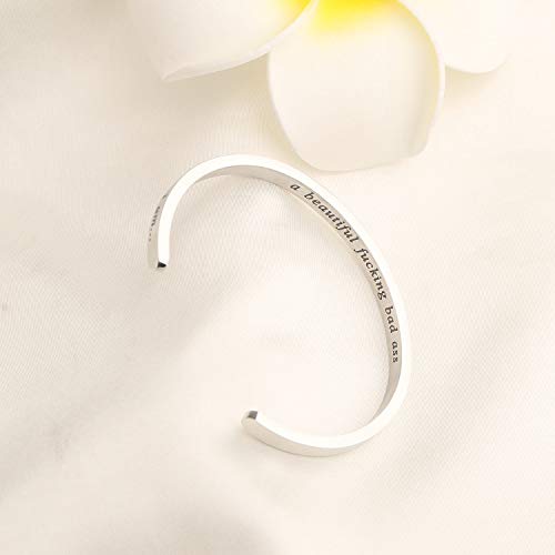 bobauna I Am Beautiful Fucking Badass Cuff Bangle Bracelet Motivationa Secret Message Jewelry Inspirational Gift For Her2