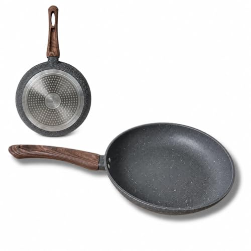 Frigideira de Ceramica, Indução, Gás e Eletrica, Antiaderente com Cabo Soft Touch, 5 Camadas Cerâmicas, Resistente a Arranhões, 24 cm, Frita sem Óleo. (Azul)