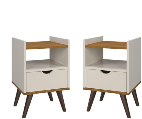 Kit Mesa de Cabeceira Criado-Mudo Estilo Retrô para Quarto Alice ...