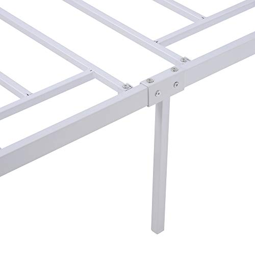 Tensun Full Size Bed Frame With Footboard And Wood Headboard,Heavy Duty Platform Bed Frame, Steel Slats Mattress Foundation Square Pipe Design, No Box Spring Needed, Noise Free, White #TOP6