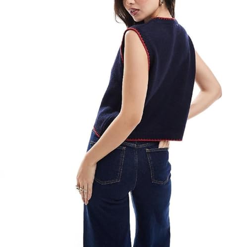 Image of Women Graphic Sweater Vest Y2k Knit Tank Top Lightweight Pullover Top