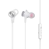 Phiaton C530S In Ear Stereo Earbuds Headphones Wired Earphones with Microphone and Controller, Extra Bass, White
