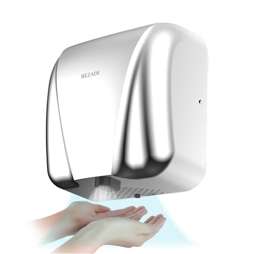 BEZADI High-Speed Hand Dryer Automatic Hot & Cold Airflow,1800W 110-130V Wall Mounted Hand Dryer for Home Bathroom, Compact Commercial Hand Dryer Silver by BEZADI - Used condition - US$73.96