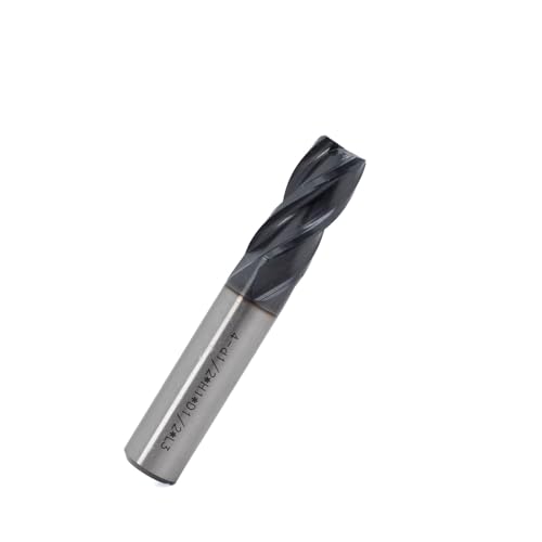 Image of Square End Mill JESTUOUS Carbide 4 Spiral Flute Titanium Coating Drill Bits 1 /2 inch Shank Dia.1 Cut Length for Milling Metal,1 Piece