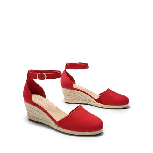 Image of DREAM PAIRS Women's Espadrilles Closed Toe Ankle Strap Dressy Platform Wedge Sandals