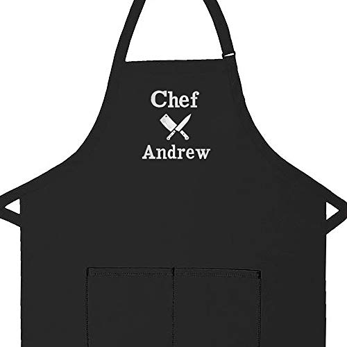 Personalized Apron Embroidered Chef Knives Design Add a Name, Made in The USA