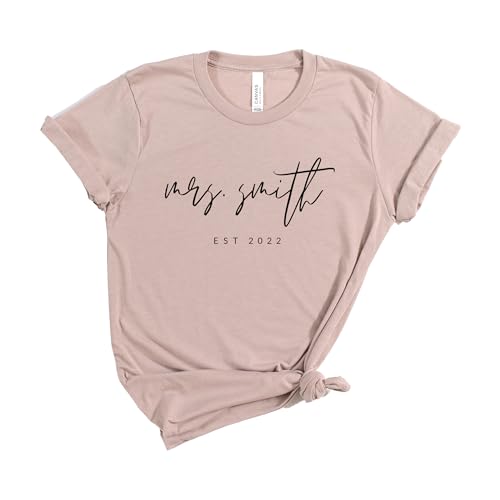 Mrs Shirt, Custom Mrs Shirt, Cute Bride Gift, Custom Last Name Shirt, Getting Married Shirt, Engaged Shirt, Honeymoon Shirt, Mrs Shirt, Honeymoon Tshirt Unisex Womens Tee Script Mrs