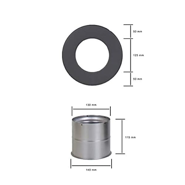 Lanzzas Spis rör skorsten rör set 3 delar med spjälklaff 2 x 45 ° stål 2 mm/diameter 120 mm