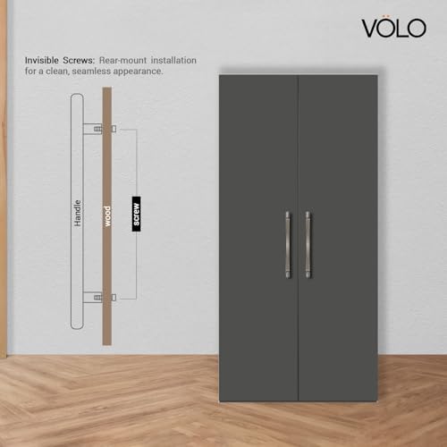 Image of VOLO Wardrobe Cabinet Handle - Sleek Pull Handle for Drawers, Wardrobes, Sliding Doors, and Cabinets in Kitchen, Bedroom, and Office (R-241) (1, Silver, 288MM (12 Inch))
