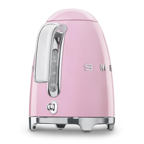 Image of SMEG 50's Retro Style Electric Water Kettle with Automatic Shutoff, Removable Base, and Water Indicator, KLF03PKUS, Pink