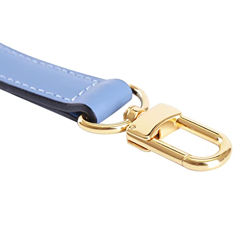 Image of Genuine Leather Plain Strap Replacement Top Handle Leather Strap for Handbag (Light Blue, 14.5 in)