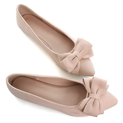 Stunner Women's Dress Flats Fashion Pointed Toe Bowknot Flat Shoes Soft Comfortable Cute Slip On Party Office Flats
