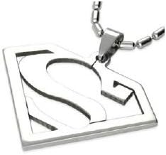 Superman Superhero Pendant Necklace Steel Chain Stainless Metal Men