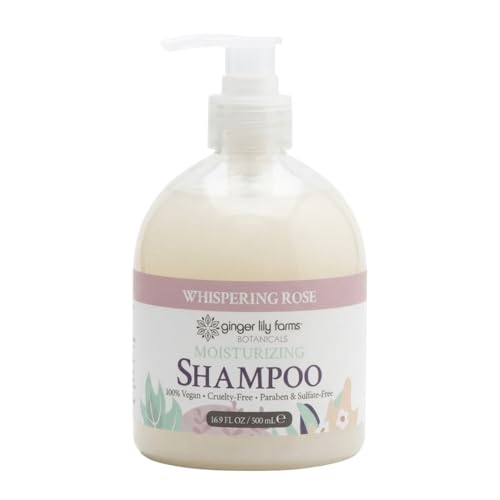 Image of Ginger Lily Farms Botanicals Shampoo, 16.9oz, Whispering Rose | 100% Vegan & Cruelty-Free | Moisturizing Shampoo for All Hair Types