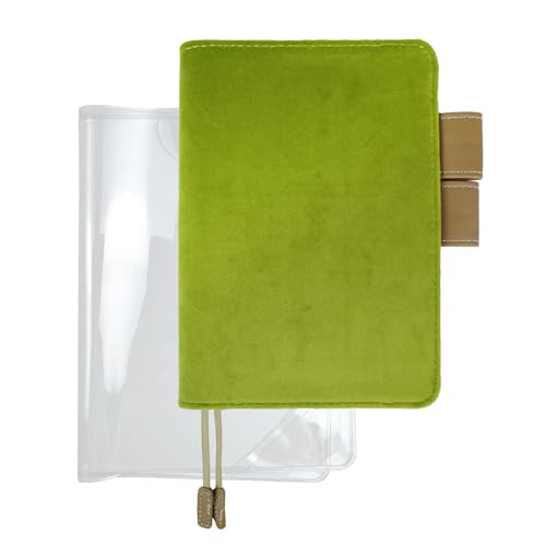 A6 Green Velvet Cover with Clear Protection for Hobonichi A6 Cover 4.6 x 6.7 Inches Planner Cover