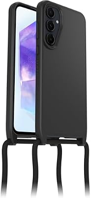 Otterbox Funda React Necklace para Samsung Galaxy A55 5G, Ultra Fina, Funda Protectora con cordón para Cuello Ajustable y Desmontable, Testada según los Estándares Militares, Noir