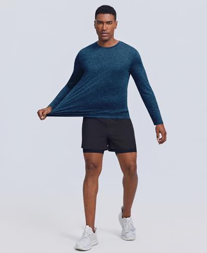 PINSPARK T-Shirt De Sport Homme Manches Longues Protection Solaire Bleu XL – vue 3