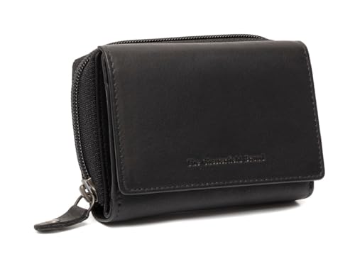 Porte-monnaie Zelan en cuir noir Chesterfield cuir véritable haut de gamme