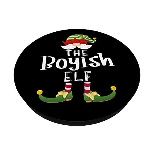 Boyish Elf Group Christmas Funny Pajama Party PopSockets Swappable PopGrip, Black - Image 2
