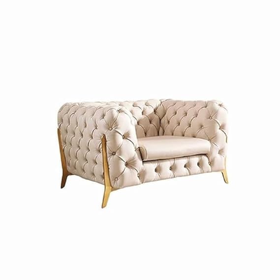 Image of A to Z Furniture Modern Classic Fabric & Valvet Tufted Chesterfield Sofa Living Room and Office (3+1= 4 Seater Sofa Set with Footrest Beige)