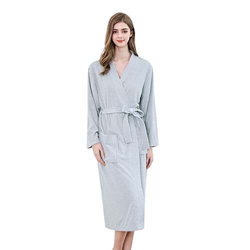 Albornoz genérico para mujer, ultra suave, con bolsillos, bata de baño, suave, cómoda, pijama de noche, interior para dormitorio, esponja, bata de ducha, pijama cálido para mujer, invierno polar, a, L