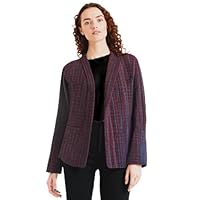 Cardigan Casaco Feminino Xadrez com Bolso Inverno Plus Size (BR, Alfa, XGG, Plus Size, Regular, Bordô)