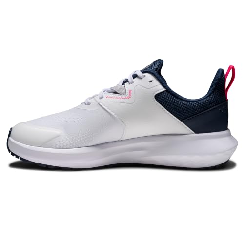 FootJoy Women's QMotion Golf Shoe, White/Pageant Blue/Pink, 9 Narrow by FootJoy - Used condition - Image 3