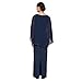 S.L. Fashions Women's Long Mother of The Bride Column Dress with High Low Overlay and Back Slit, Navy