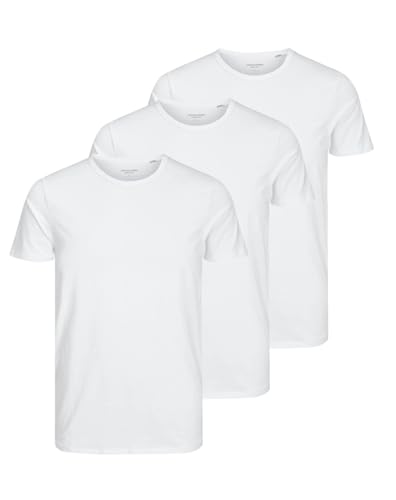 JACK & JONES Herren JJBASIC O-Neck Tee SS, White/D W. 3 x White, XXXL – Ansicht 1
