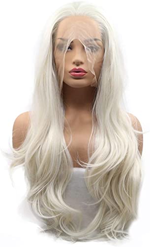 Perruque blonde de 66 cm en fibres synthétiques premium ondulées - 3