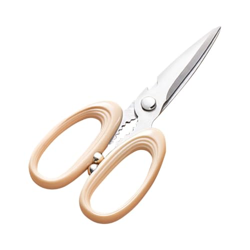 Healeved Tijeras de Cocina Multifuncionales de Acero Inoxidable Tijeras para Alimentos Mango Antideslizante Ergonómico Color Beige 1 Pieza Ideales para Uso Doméstico y Preparación de