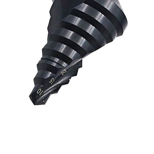 BOZONLI 10-45mm Step Drill Bit,Large High Speed Steel Spiral Groove Step Drill Triangle Round Shank Hole Cutter - Image 4