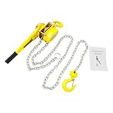 Paranco manuale a leva da 1,5 tonnellate, in lega di acciaio giallo per carichi pesanti in industria, costruzione e officina con altezza di sollevamento di 3 m e funzionamento con una sola mano