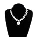 Vintage Pearls Beaded Twisted Choker Necklaces for Women,Trendy Zircon Star Coin Pendant Necklace,Personalized Anniversary Jewelry Accessories Gifts(Silver)