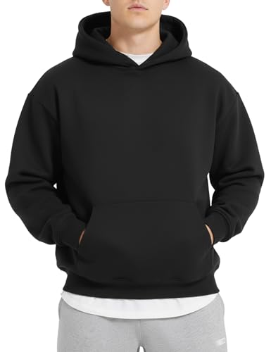 PAODIKUAI Men Hoodie Sweatshirt Loose Fit Fashion Pullover Hoodie Casual Long Sleeve Hooded Sweatshirt with Pocket(black Large)