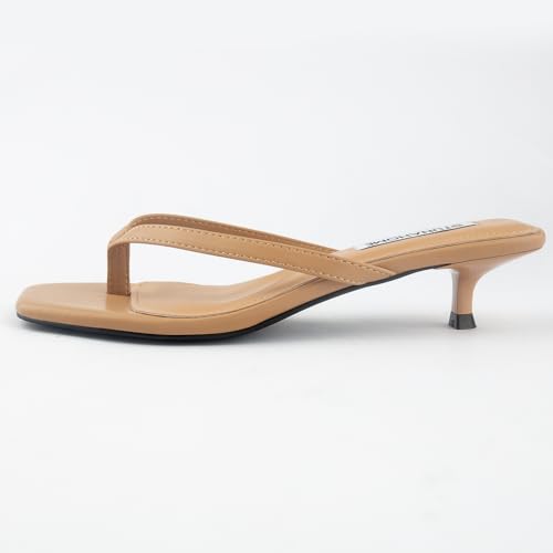 Image of STUNAHOME Kitten Heels Sandals for Women Cute Summer Square Open Toe 1.4 Inches Comfortable Thong Flip Flop Heels
