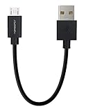 HomeSpot Short USB Cable [6 Inch Pack of 2] USB 2.0 A Male to Micro USB Charging Cable for Fire Stick, Tablet Android Phone - Black