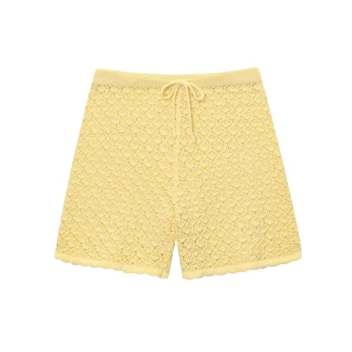 Short tricoté femme cordon serrage | Pantalon décontracté été confortable